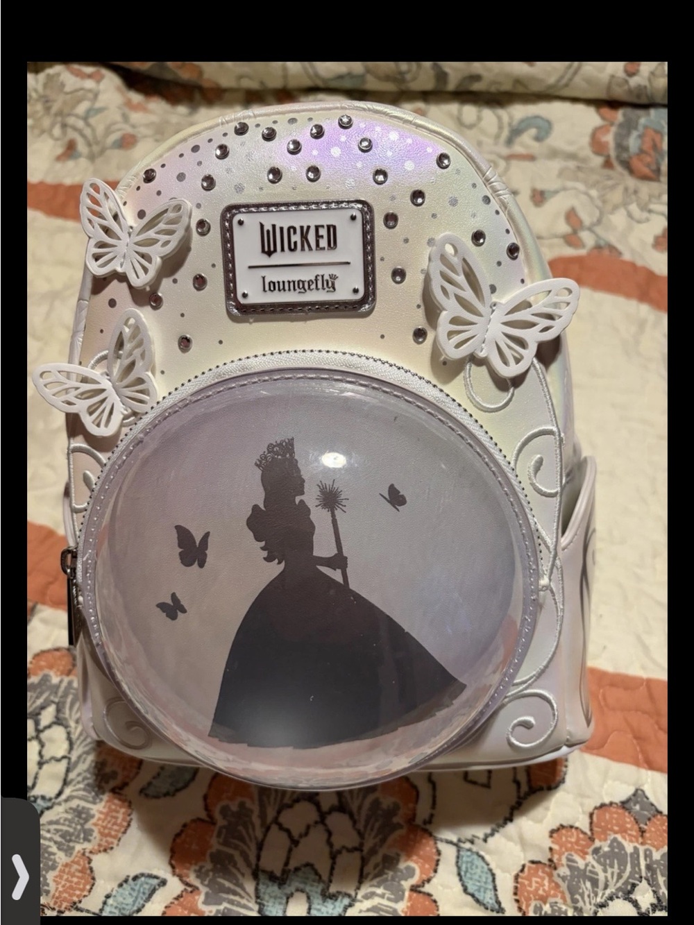 Loungefly Iridescent White Mini Backpack with Butterfly Appliqués